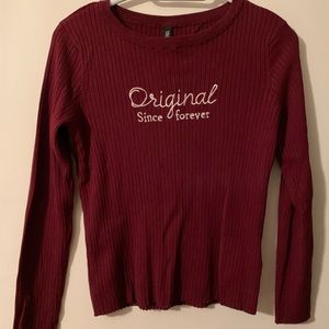 Burgundy “Original Since Forever” Long-Sleeve Top